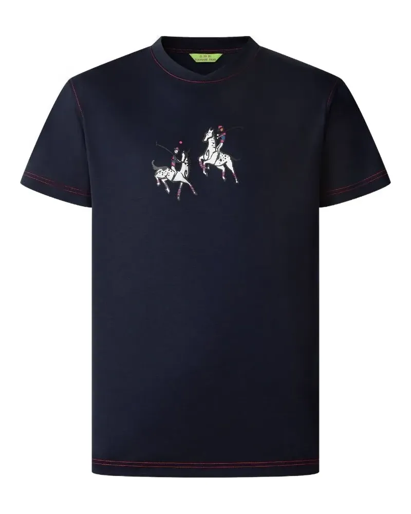 Shanghai Tang T-Shirt mit Reitsport-Print - Blau Blau