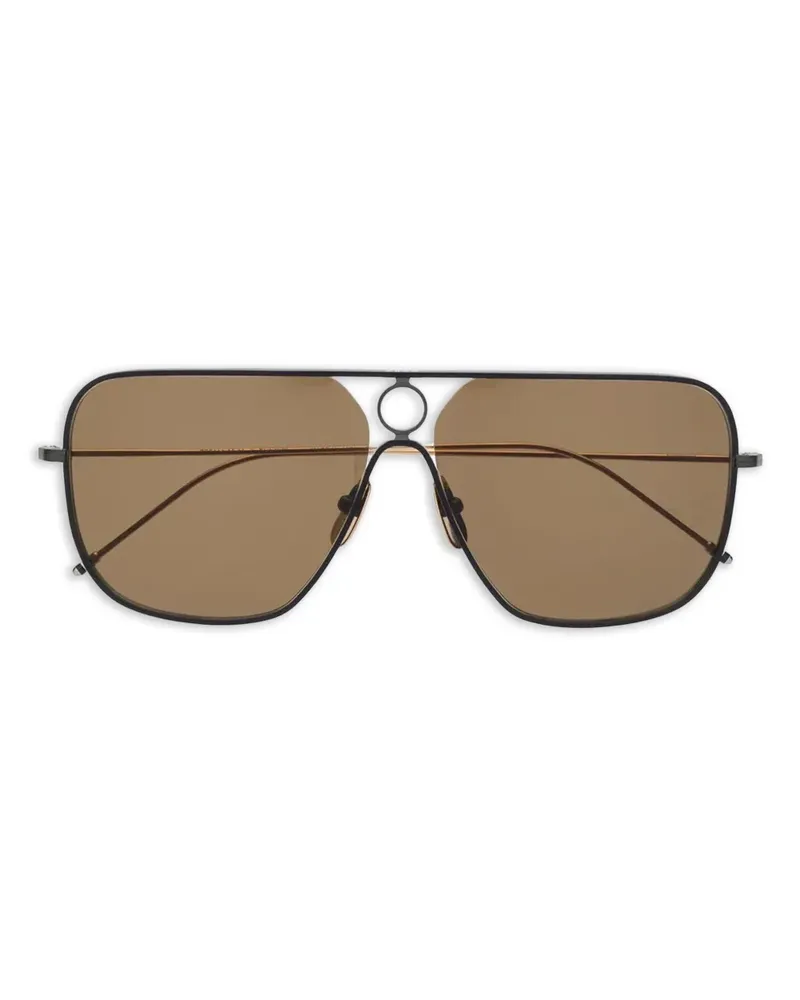 Thom Browne Sonnenbrille mit eckigem Gestell - Schwarz Schwarz