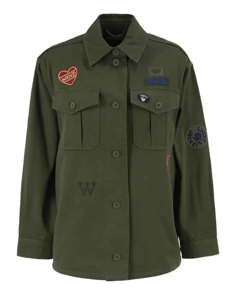 Max Mara Jacke mit besticktem Patch - Grün Grün