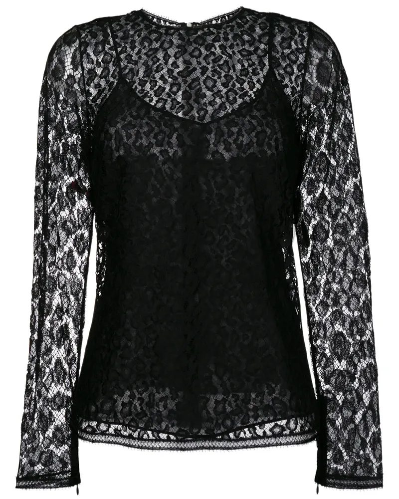 Givenchy Seidenspitzenoberteil im Lagen-Look - Schwarz Schwarz