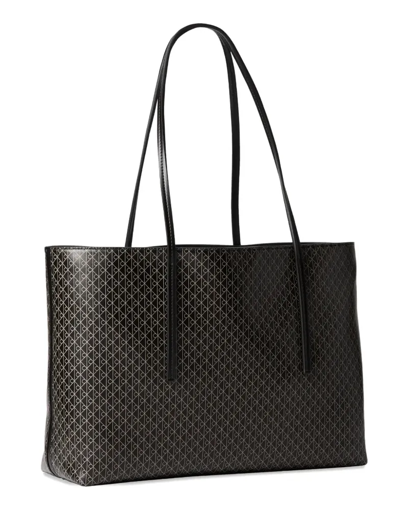 Calvin Klein monogram-pattern logo-plaque tote bag - Schwarz Schwarz
