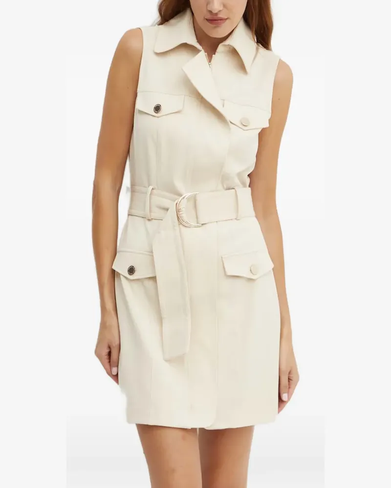 Morgan belted buttoned mini dress - Nude Nude