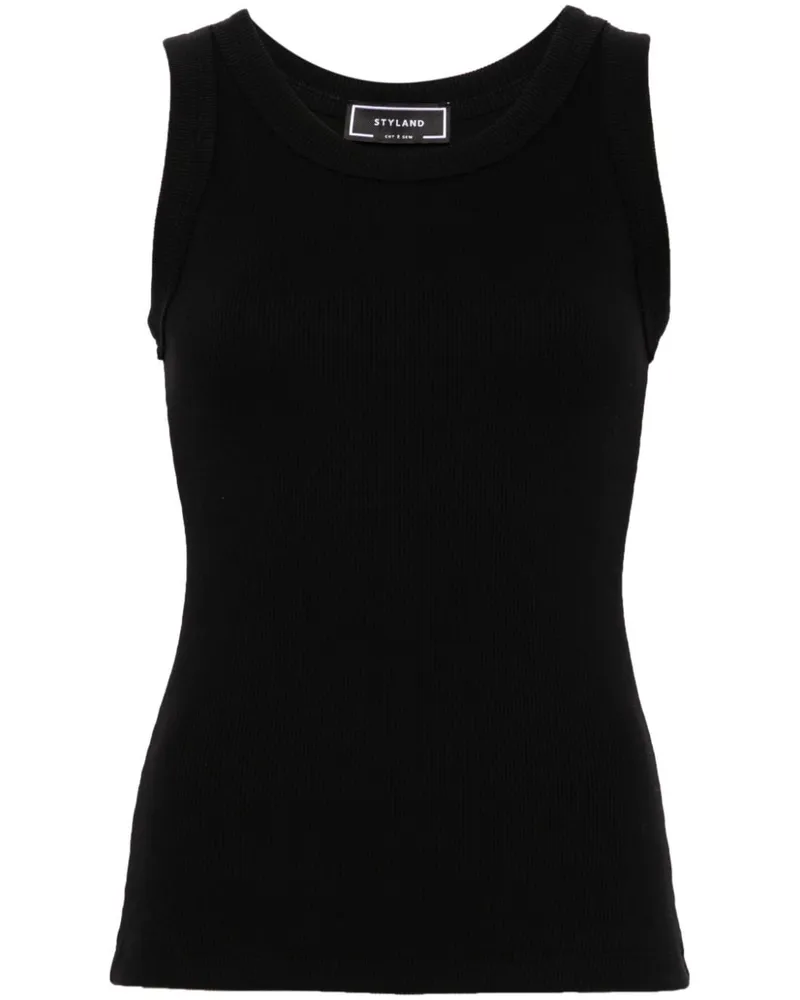 STYLAND Geripptes Tanktop Schwarz