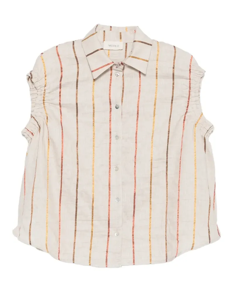 VICOLO stripe-print ruffled shirt - Nude Nude