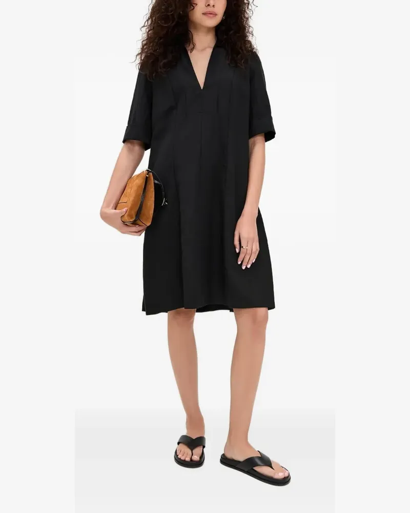 Vince Kurzärmeliges Kleid mit Kragen - Schwarz Schwarz