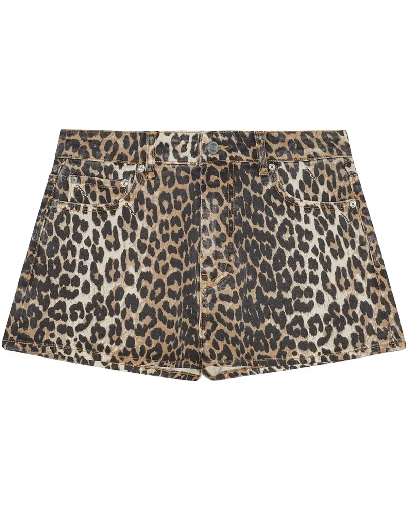 Ganni Shorts mit Leoparden-Print - Schwarz Schwarz