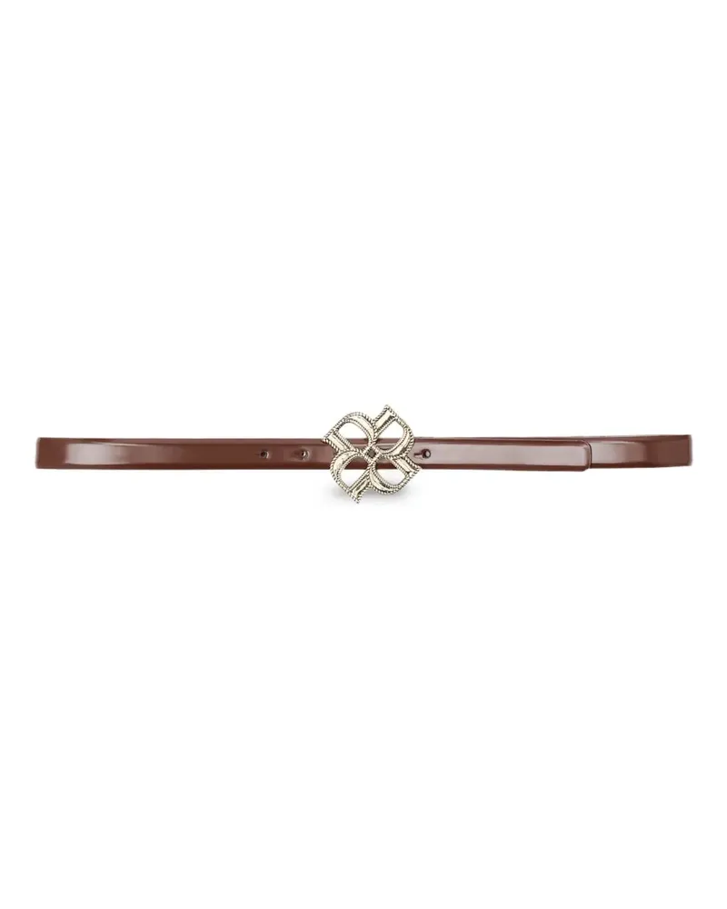 Dorothee Schumacher Subtle Shine rose-buckle leather belt - Braun Braun
