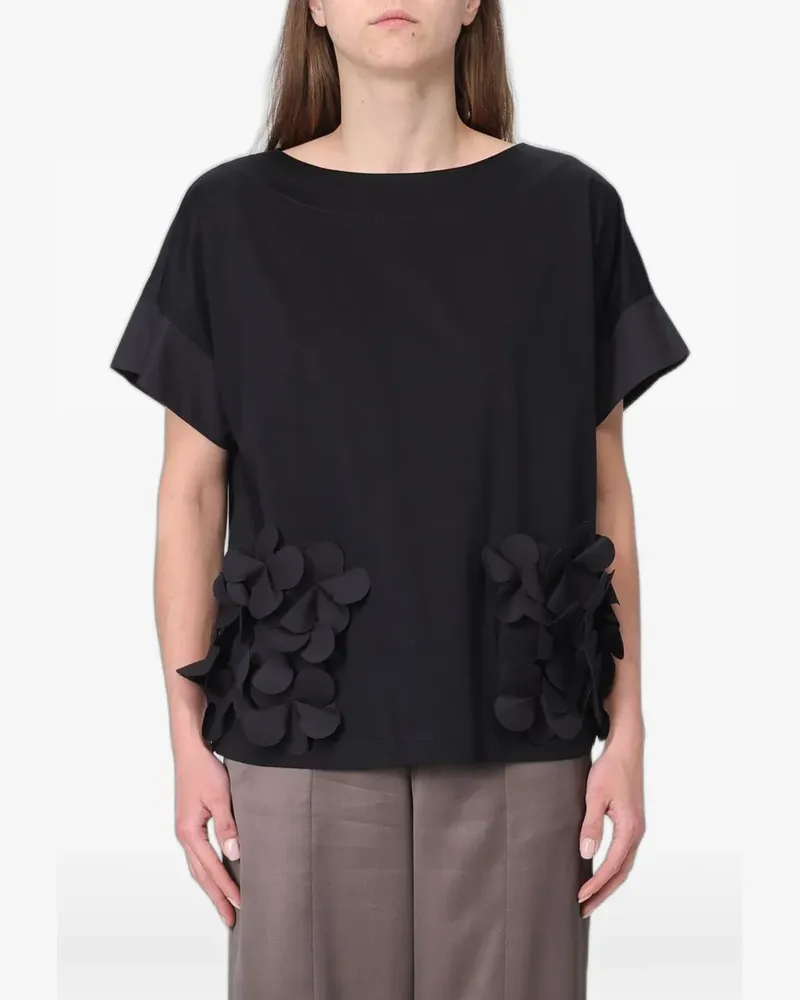 MEIMEIJ floral-appliqué blouse - Schwarz Schwarz