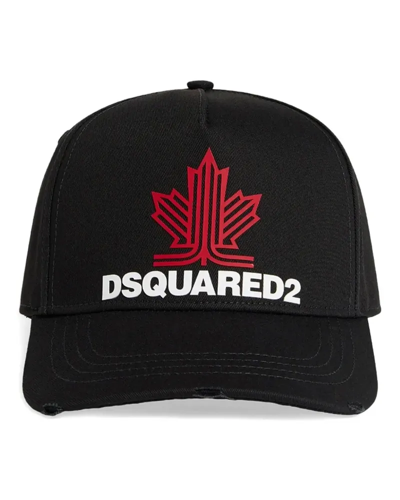 Dsquared2 Baseballkappe im Distressed-Look - Schwarz Schwarz