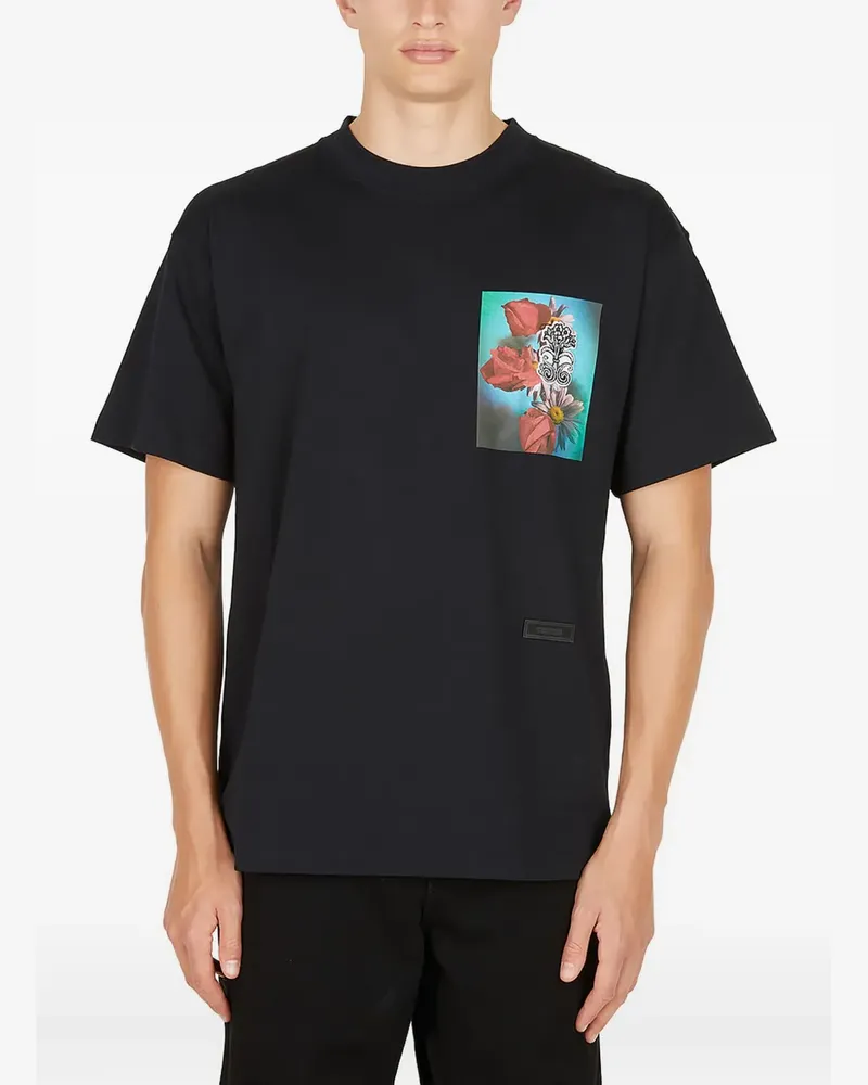 Soulland T-Shirt mit Blumen-Print - Schwarz Schwarz