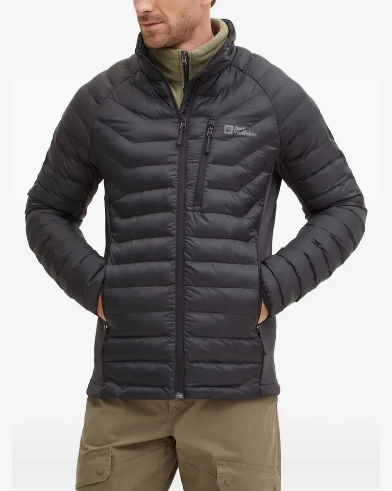 Jack Wolfskin Gesteppte Sportjacke mit Reißverschluss - Schwarz Schwarz