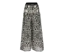 Palazzohose mit Blumenprint - Schwarz