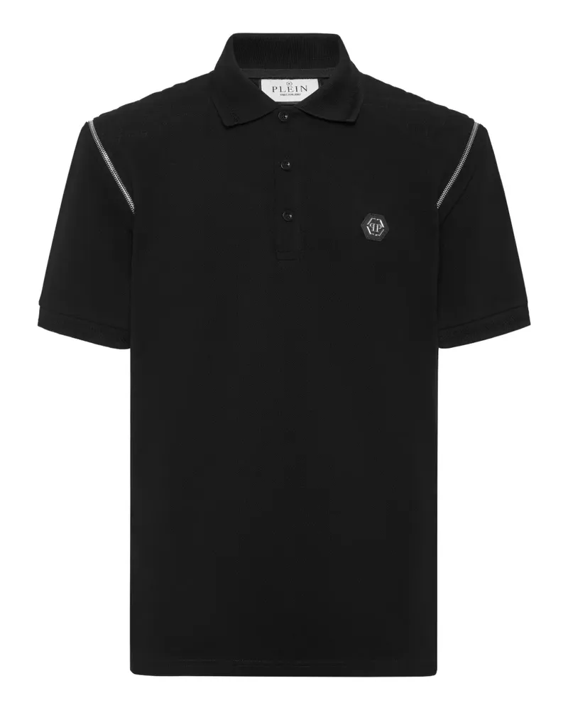Philipp Plein Poloshirt mit gesteppten Schultern - Schwarz Schwarz