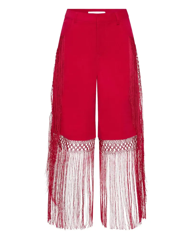 Christopher Esber Makramee-Hose aus Cord mit Fransen - Rot Rot