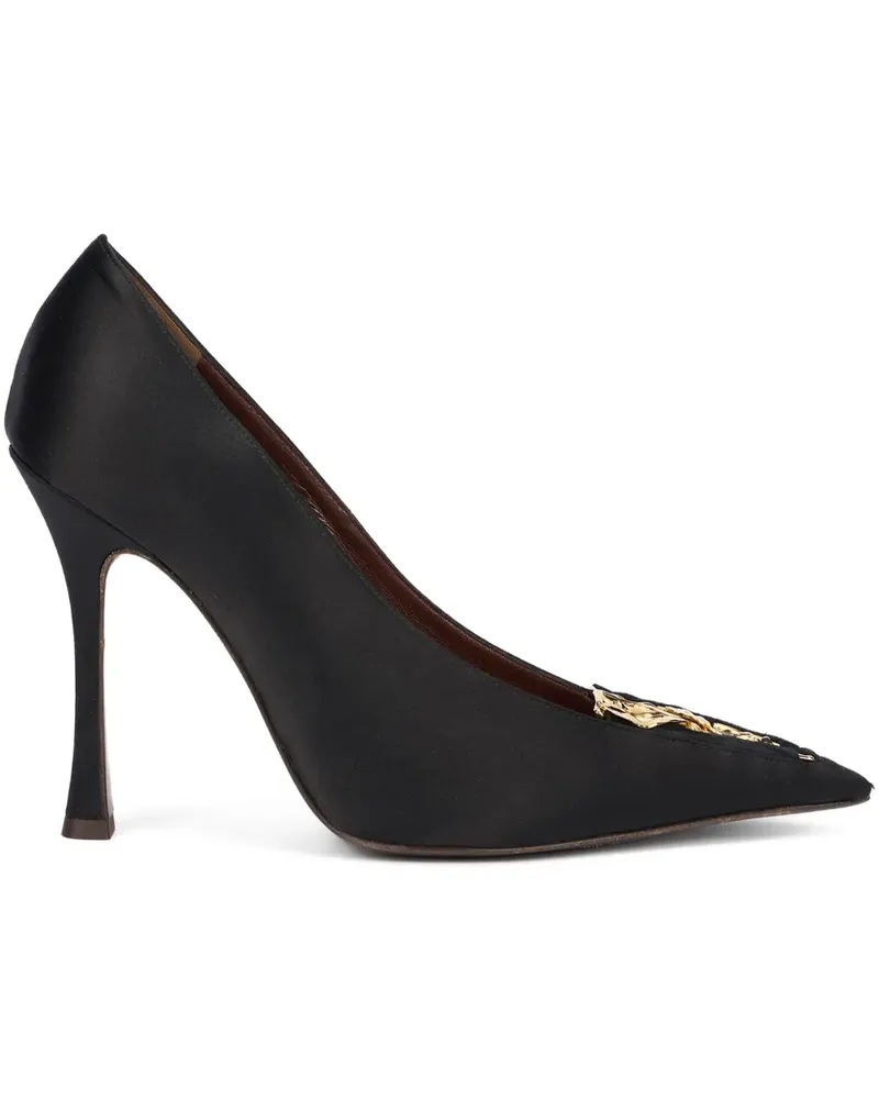 Roberto Cavalli Pumps mit Blattdetail - Schwarz Schwarz