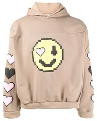 Natasha Zinko Hoodie mit Pixel-Smiley Braun