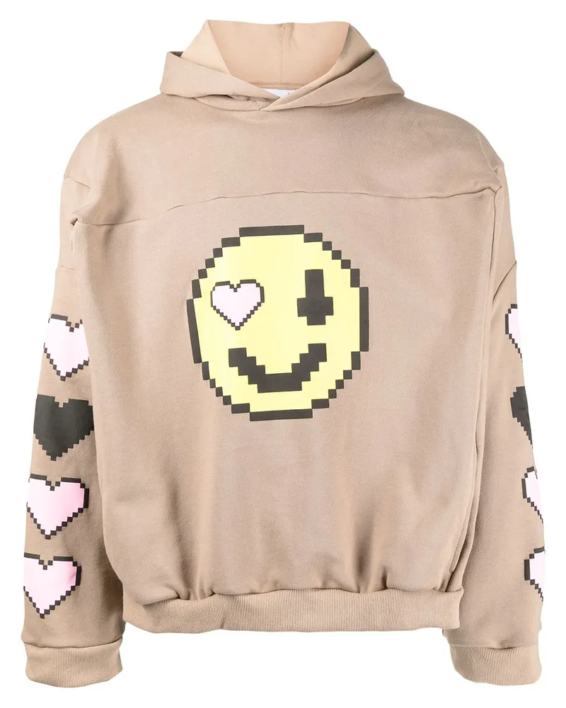 Natasha Zinko Hoodie mit Pixel-Smiley - Braun Braun