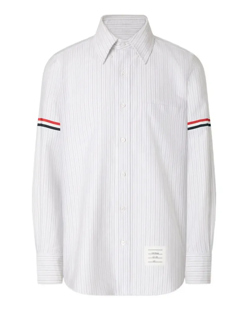 Thom Browne Madras Oxford-Hemd mit gestreiften Armbinden - Grau Grau