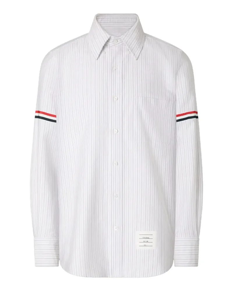 Thom Browne Madras Oxford-Hemd mit gestreiften Armbinden - Grau Grau