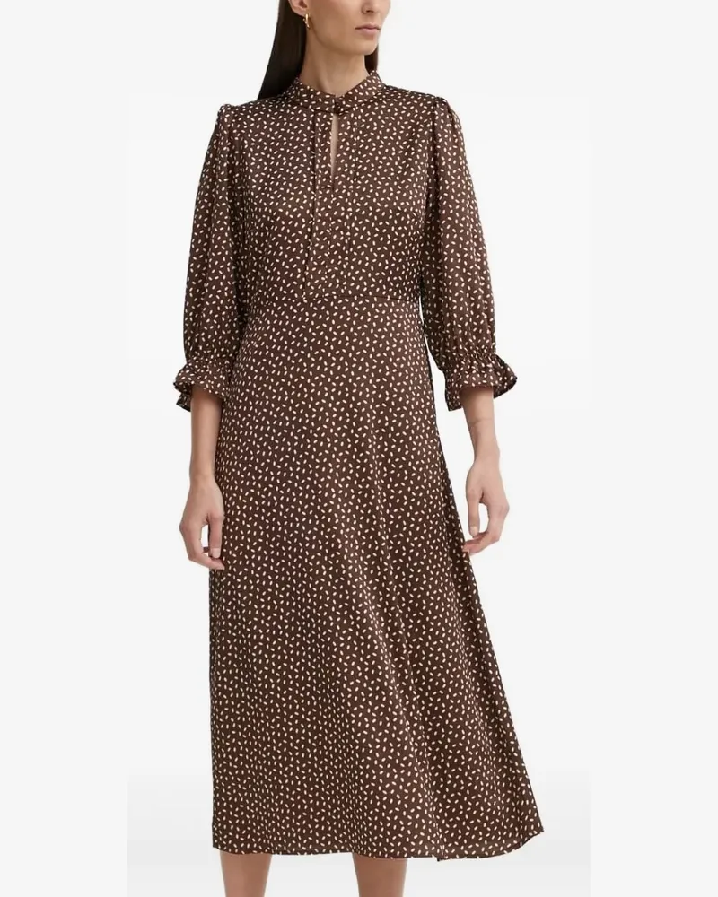 BRUUNS BAZAAR Midikleid mit Puffärmeln - Braun Braun