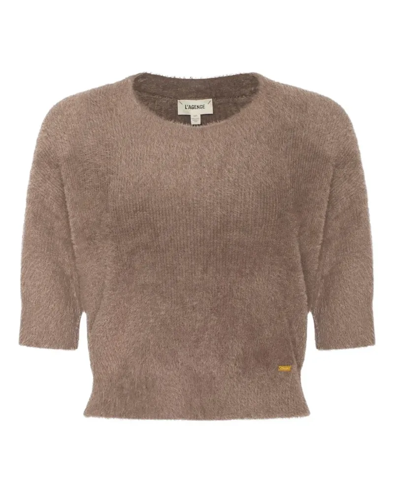 L'Agence Guinevere fuzzy-knit T-shirt - Braun Braun
