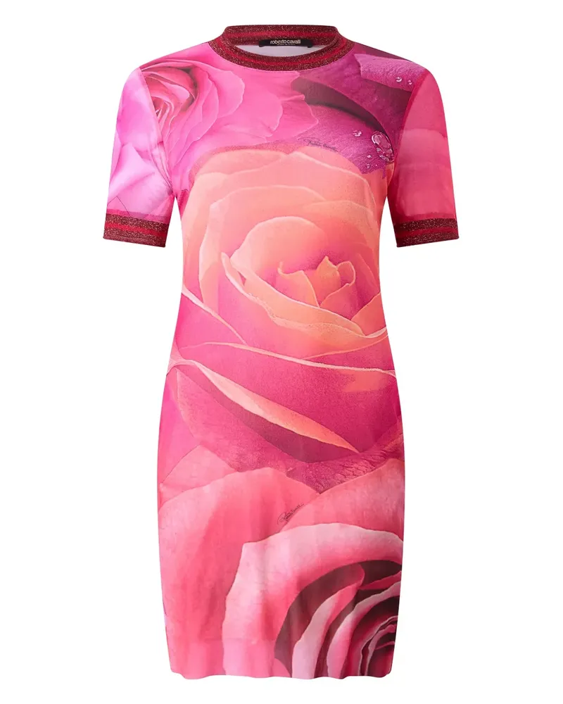 Roberto Cavalli Minikleid mit Rosen-Print - Rosa Rosa
