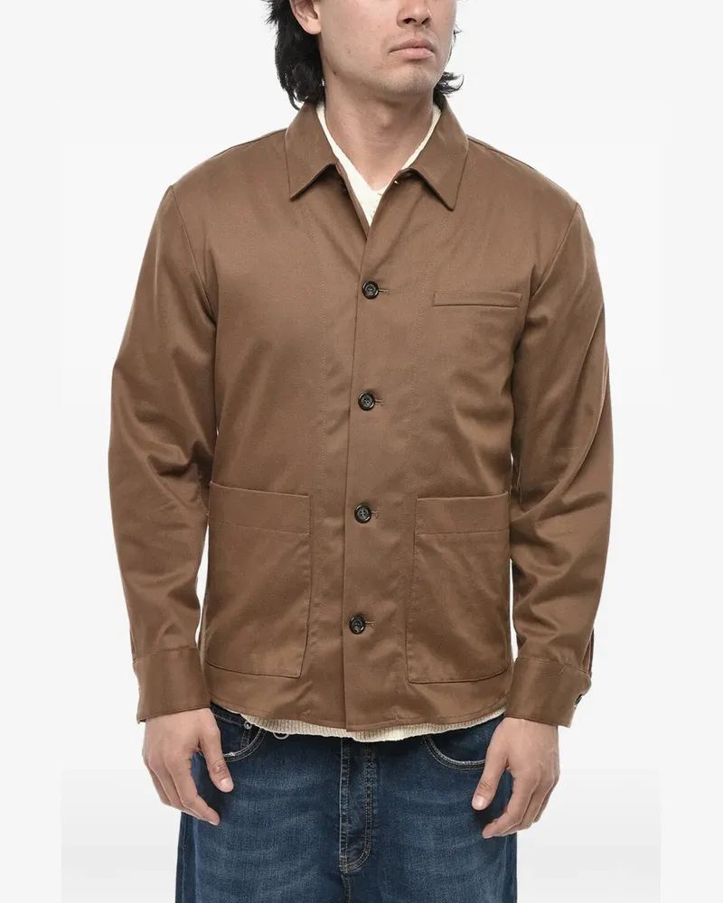 Paolo Pecora Milano Hemdjacke mit aufgesetzter Tasche - Braun Braun