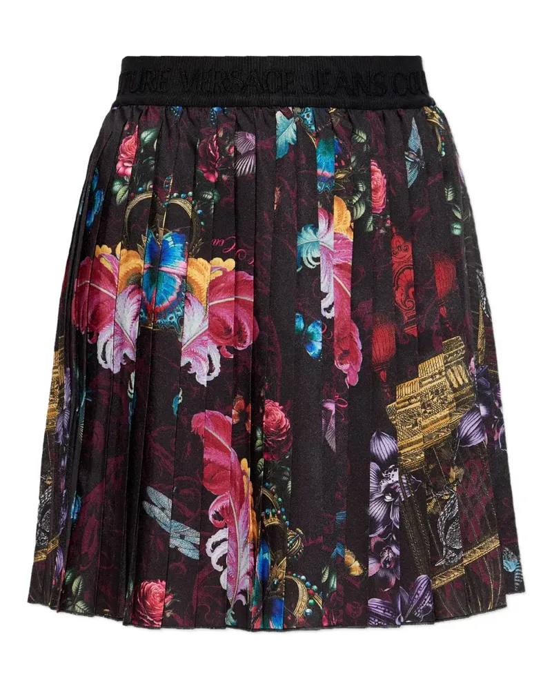 Versace Jeans Faltenrock mit Blumen-Print - Schwarz Schwarz