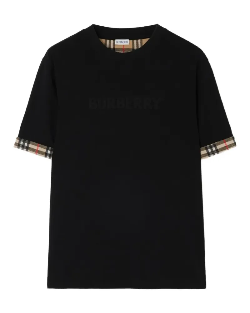 Burberry T-Shirt mit Karomuster und Kontrastdetails - Schwarz Schwarz