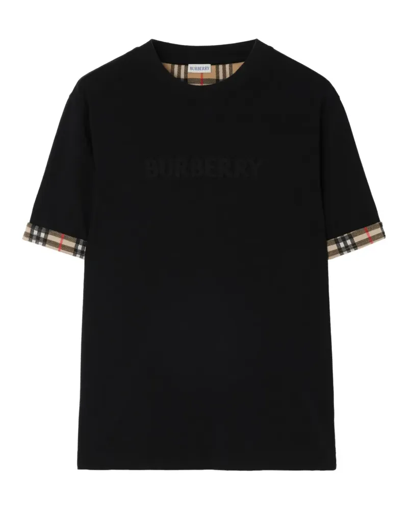 Burberry T-Shirt mit Karomuster und Kontrastdetails - Schwarz Schwarz