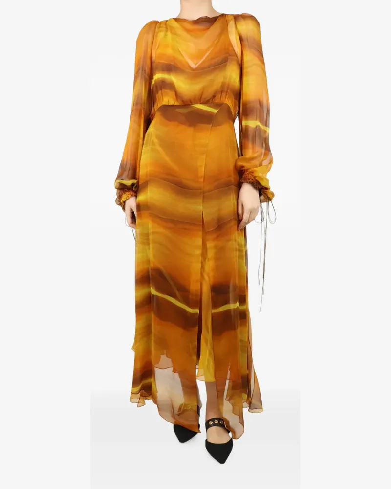 Petar Petrov Acalia abstract-print maxi dress - Orange Orange