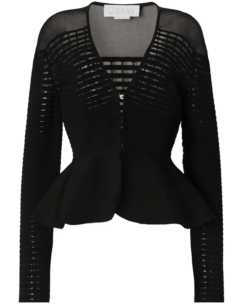 Genny Cardigan mit Schößchen - Schwarz Schwarz