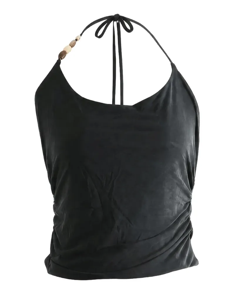 Free People Toni bead-embellished ruched halterneck tank top - Schwarz Schwarz