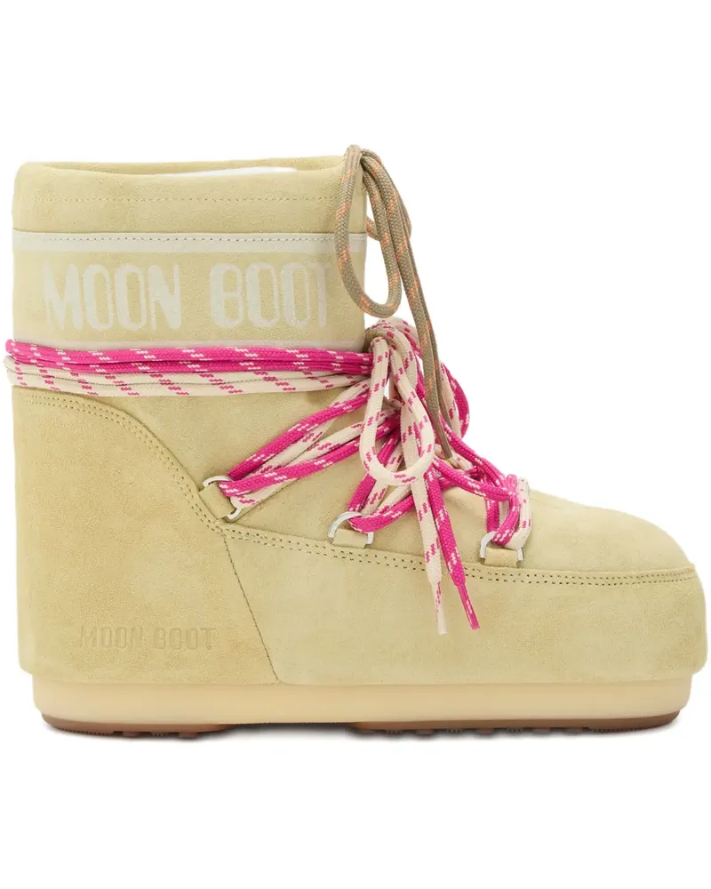 Moon Boot Icon Schnürstiefel aus Wildleder - Nude Nude