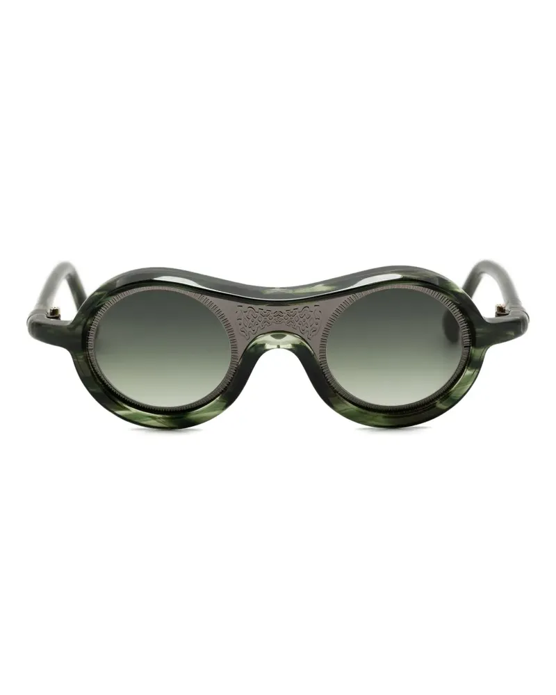 Yohji Yamamoto Sonnenbrille mit rundem Gestell - Grün Grün