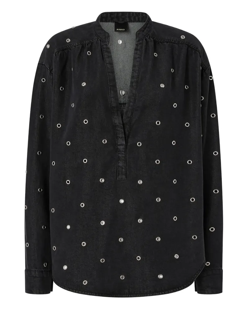 Pinko eyelet V-neck top - Schwarz Schwarz