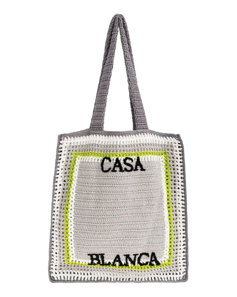 Casablanca Paris Gehäkelter Tote Bag mit Logo - Grau Grau