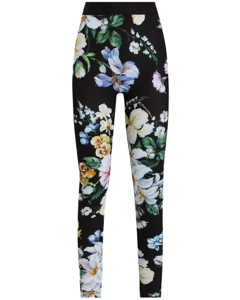 Dolce & Gabbana Leggings mit Blumen-Print - Schwarz Schwarz