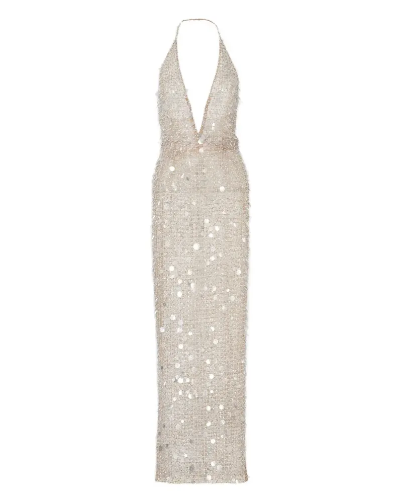 Carolina Herrera New York Abendkleid mit Pailletten - Nude Nude
