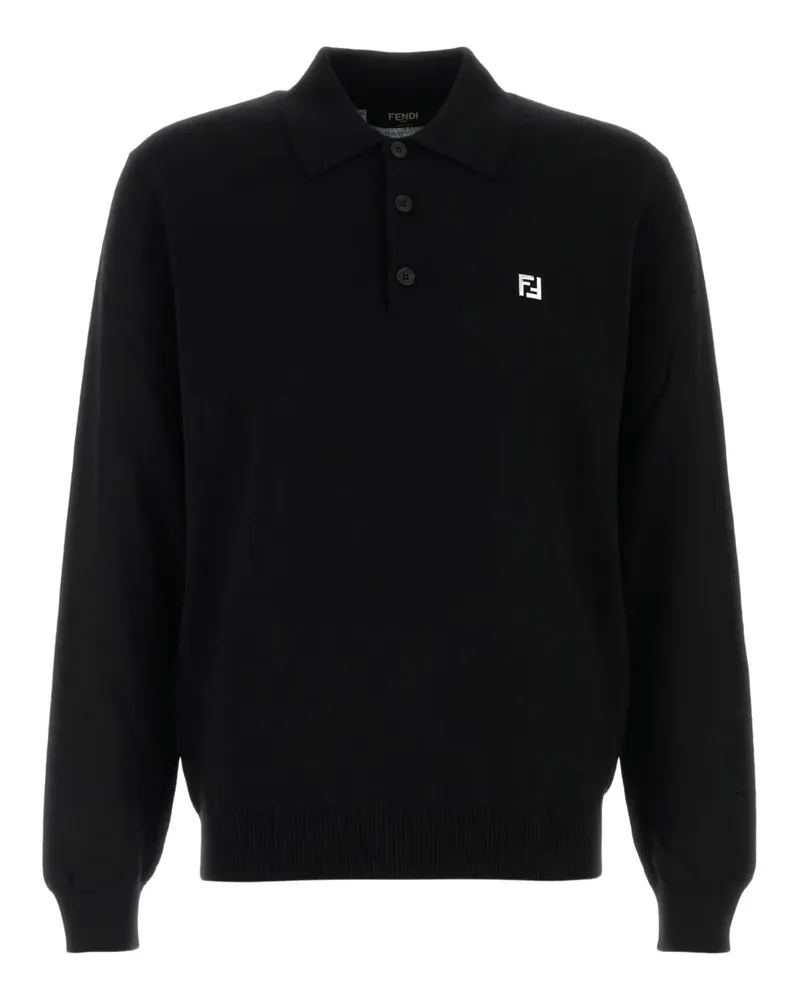 Fendi Poloshirt aus Schurwolle - Schwarz Schwarz