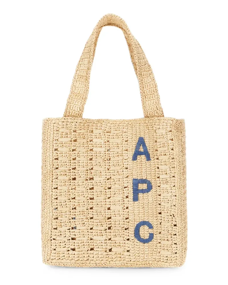 A.P.C. logo-embroidered woven tote bag - Nude Nude