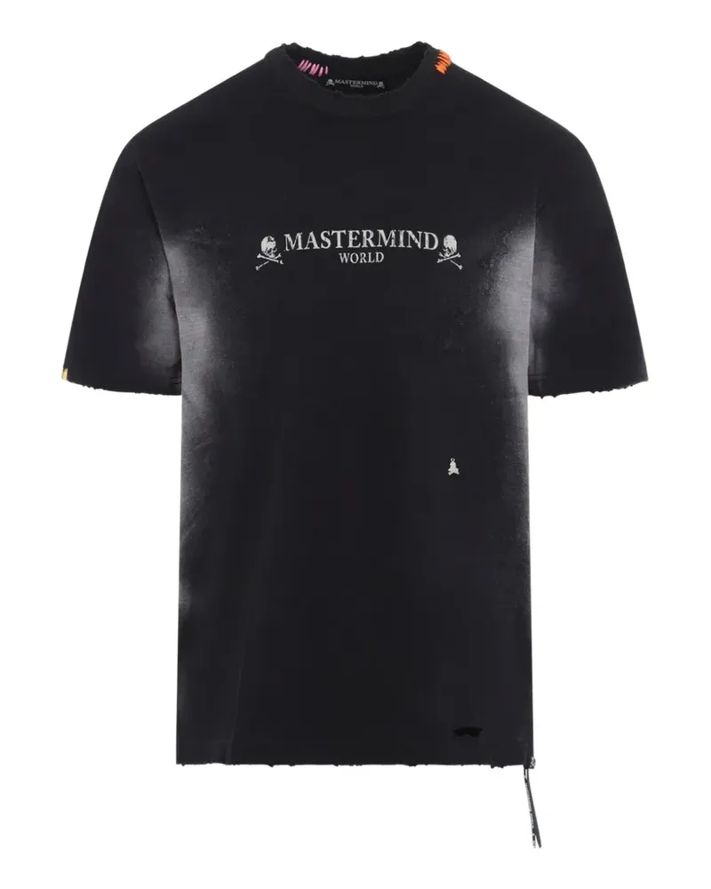 Mastermind World T-Shirt im Distressed-Look mit Logo-Print - Schwarz Schwarz