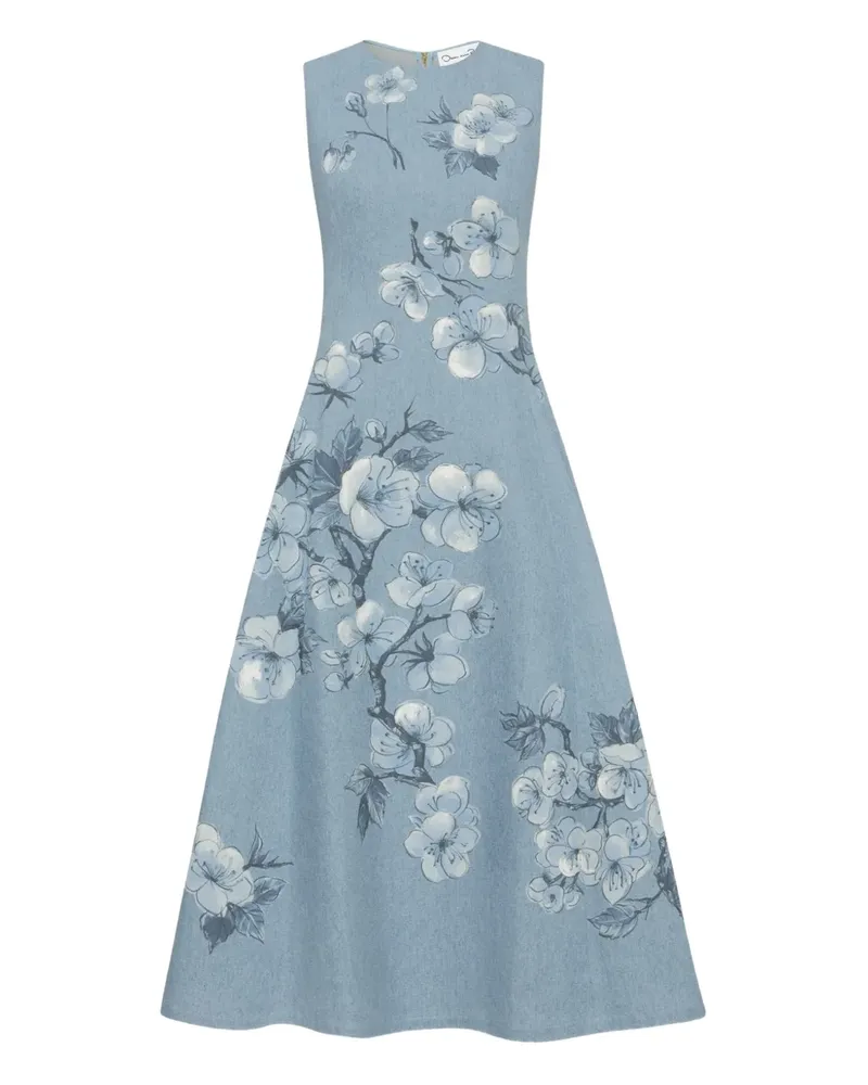 Oscar de la Renta Jeanskleid mit Print - Blau Blau