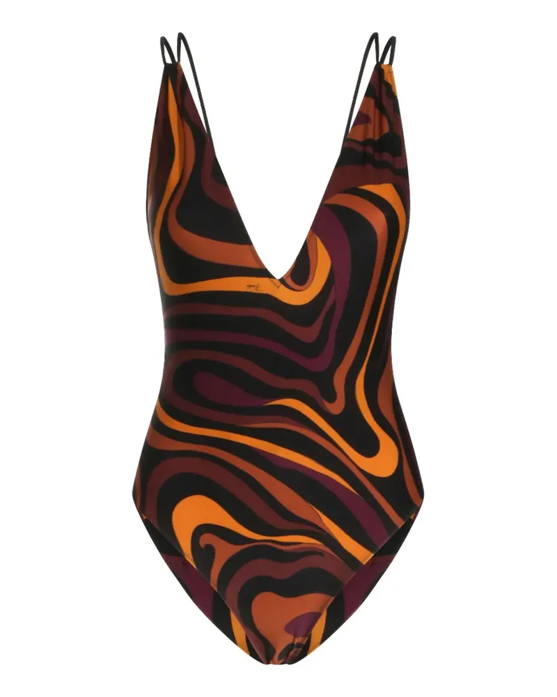 Emilio Pucci Badeanzug mit Marmo-Print - Rot Rot