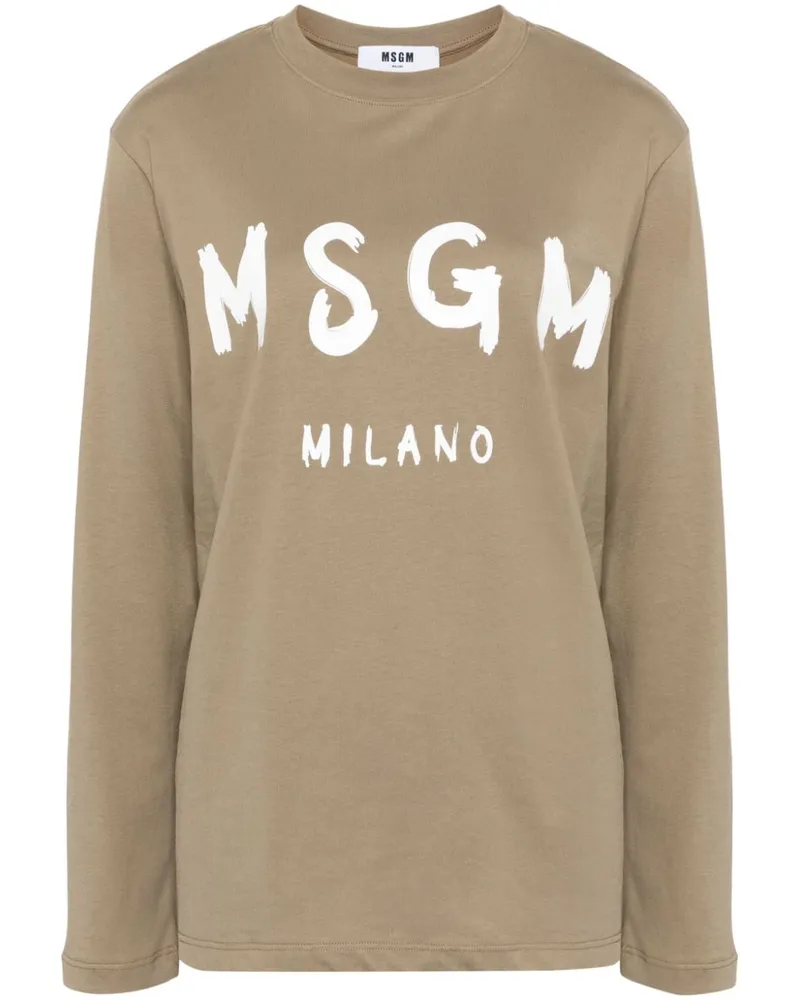 MSGM T-Shirt mit Logo-Print Grün