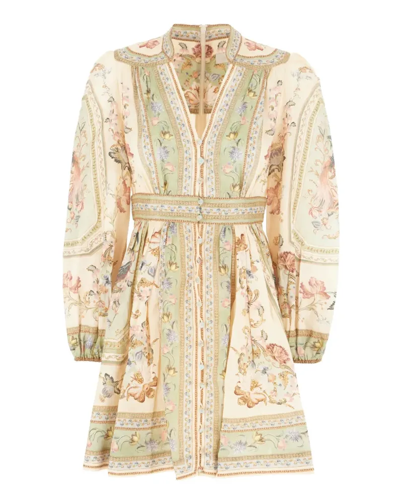 Zimmermann Leinenkleid mit Blumenprint - Nude Nude
