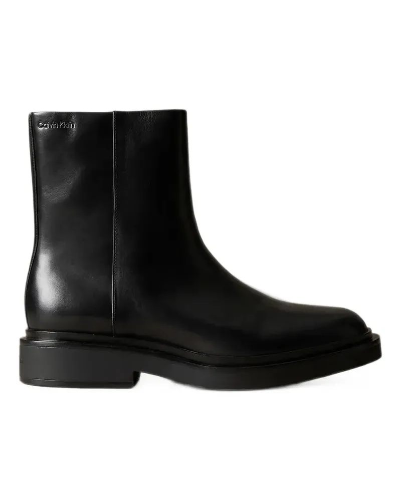 Calvin Klein logo-plaque leather ankle boots - Schwarz Schwarz