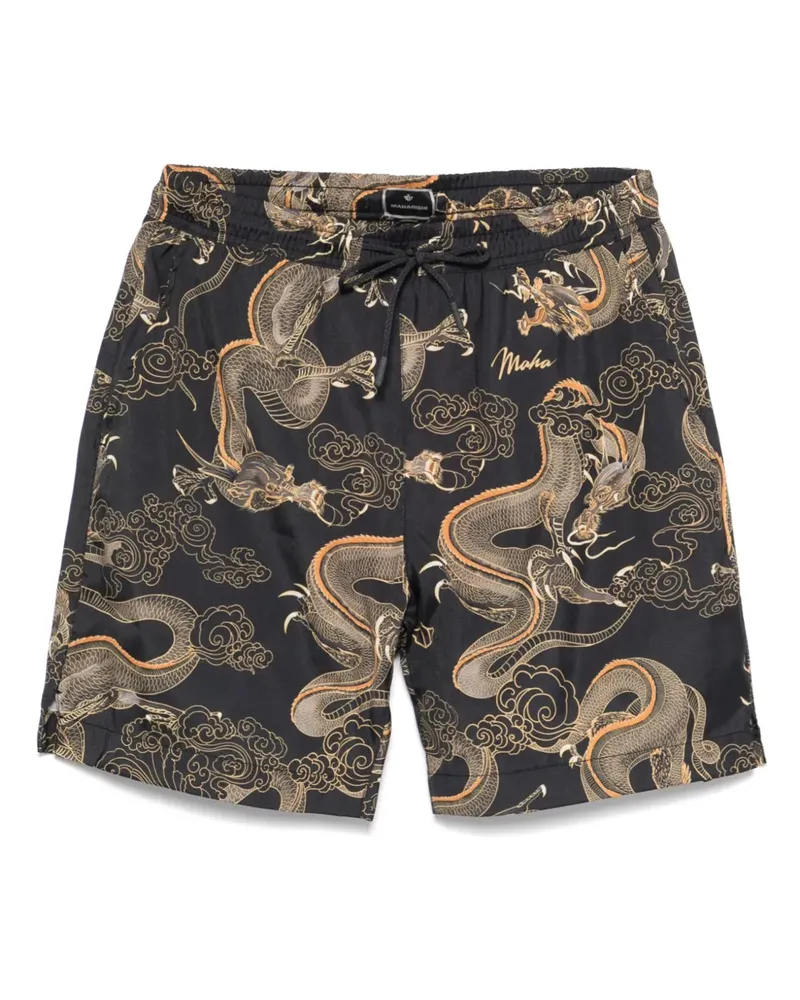 maharishi Dragon Badeshorts - Schwarz Schwarz