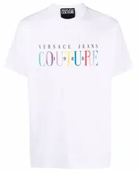 Versace Jeans T-Shirt mit Logo-Print Weiß