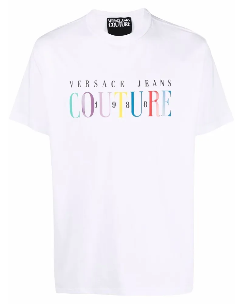 Versace Jeans T-Shirt mit Logo-Print Weiß